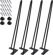 Set di 4 Spille per Capelli da 508 cm nero - Mobili da tavolo in metallo da assemblaggio - Ideali per tavolo da pranzo e ufficio - Stile moderno medievale