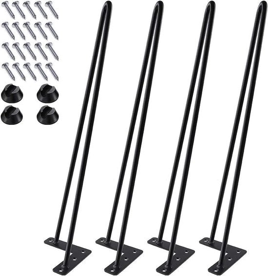 Set di 4 Spille per Capelli da 508 cm nero - Mobili da tavolo in metallo da assemblaggio - Ideali per tavolo da pranzo e ufficio - Stile moderno medievale