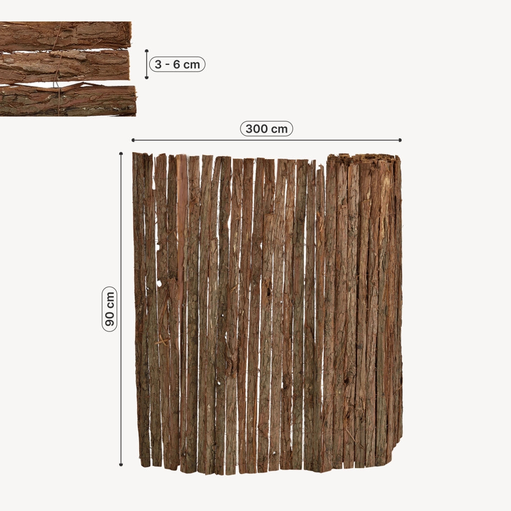 Recinzione Zamora di Corteccia Albero Schermatura Protezione 300x90 cm casa.pro