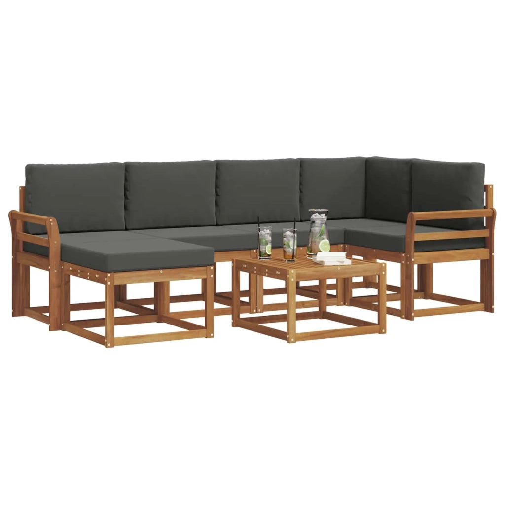 Set di divani da esterno con cuscino 7 pcs Naturale e Antracite 3366675