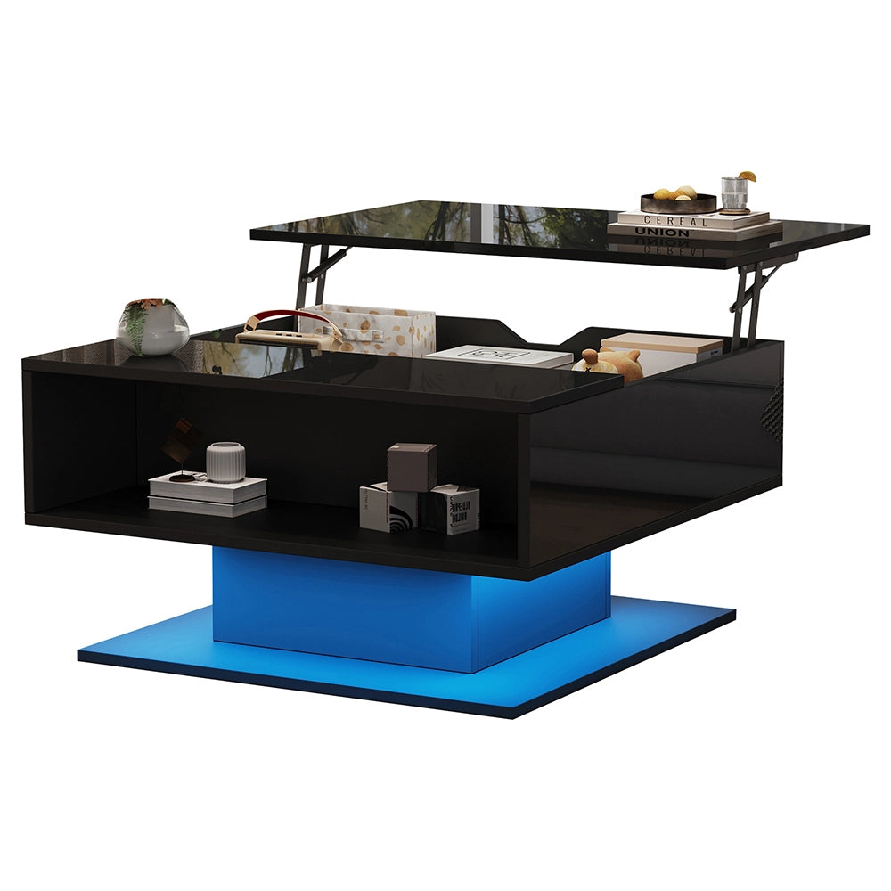 Tavolino idraulico - Xylo - 80x77cm design geometrico nero