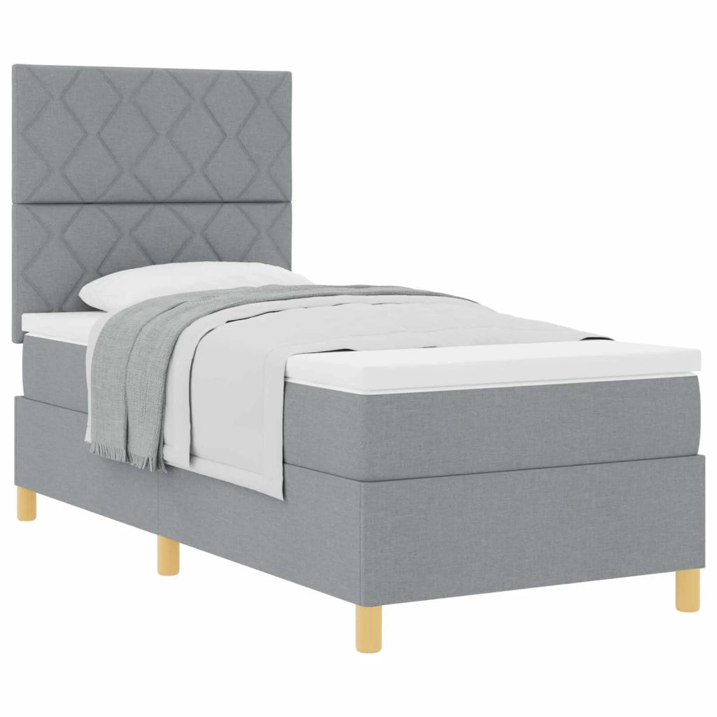Letto a molle con materasso Grigio chiaro 90 x 200 cm Tessuto 3339665