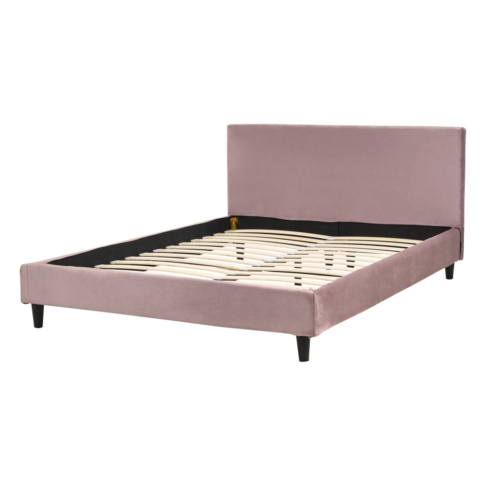Letto matrimoniale in tessuto marrone con rete a doghe 140 x 200 cm stile contemporaneo