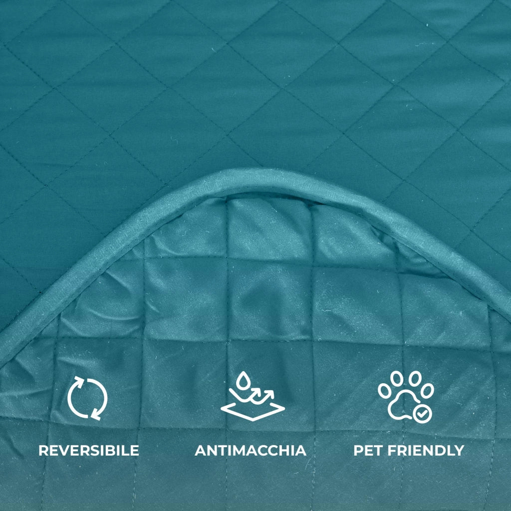 Copridivano Con Braccioli Antimacchia Trapuntato Protettore Impermeabile Salvadivano Idrorepellente Imbottito Con Elastico Antiscivolo Ottanio - Divano 3 posti