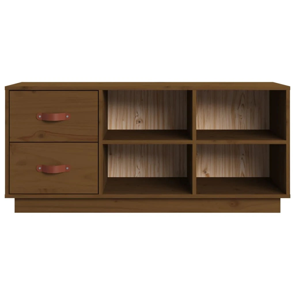 Panca portascarpe/stivali cassettiera scaffale mobiletto portaoggetti per ingresso 100 x 34 x 45 cm legno di pino massello marrone 02_0022977