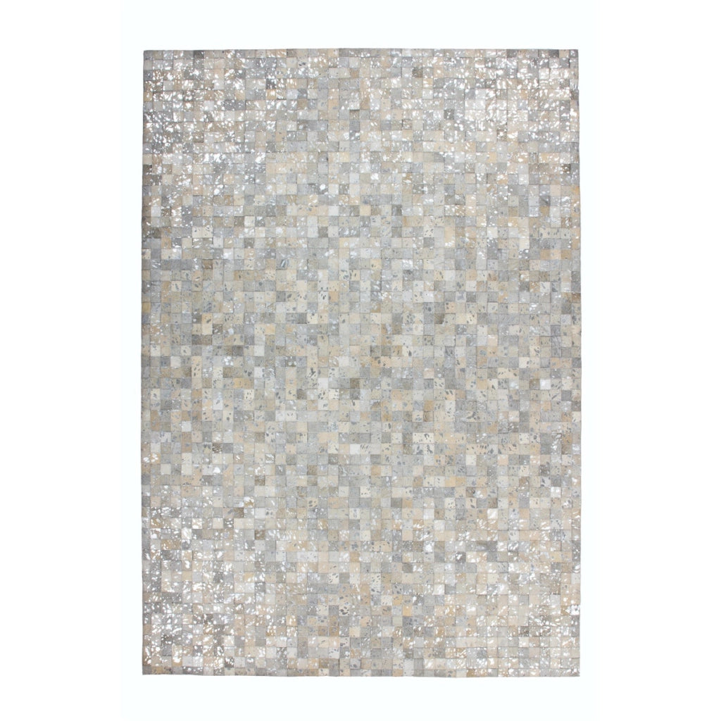 Tappeto Rocket 110 in pelle patchwork grigio e argento