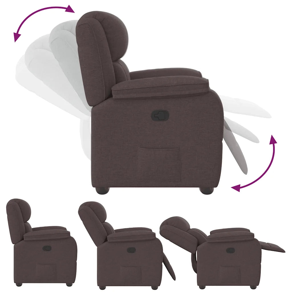 Poltrona Reclinabile Marrone Scuro in Tessuto 4015705