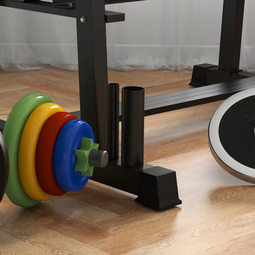Supporto per bilanciere a 3 livelli, fino a 200 kg, in acciaio, nero, 131x75x80 cm, per palestra e allenamento a casa