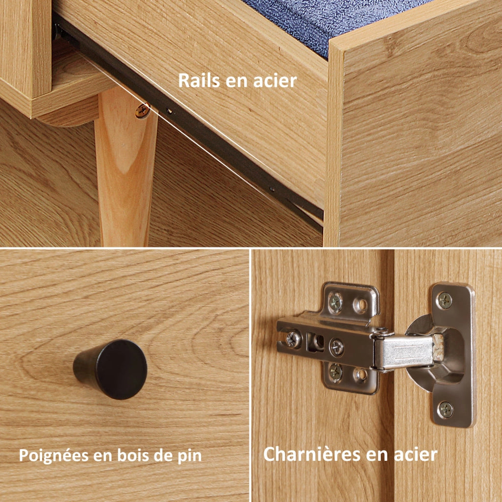 Armadio Guardaroba con 2 Porte e 2 Cassetti ¨C zephmum ¨C Legno 80x52x180 cm