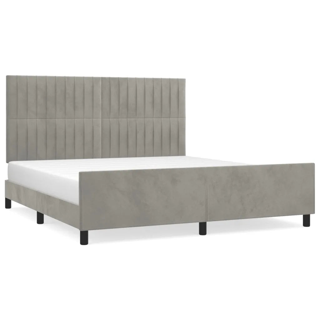 Giroletto senza Materasso Grigio Chiaro 160x200 cm Velluto