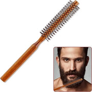 Petto di panno di legno rotondo per capelli - asciugatura, stile, cura - setole di nylon - manico liscio per capelli bagnati