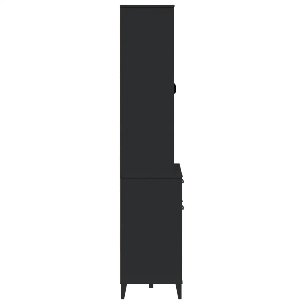 Credenza | Madia | Buffet da pranzo | Armadio da pranzo VIKEN Nera 80x40x190 cm in Legno Massello di Pino