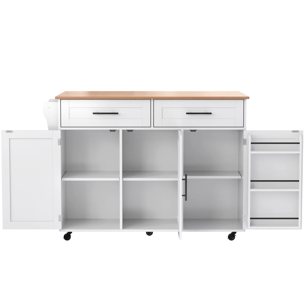 Carrello da cucina con piano ribaltabile 129x71x91;5 cm bianco in MDF
