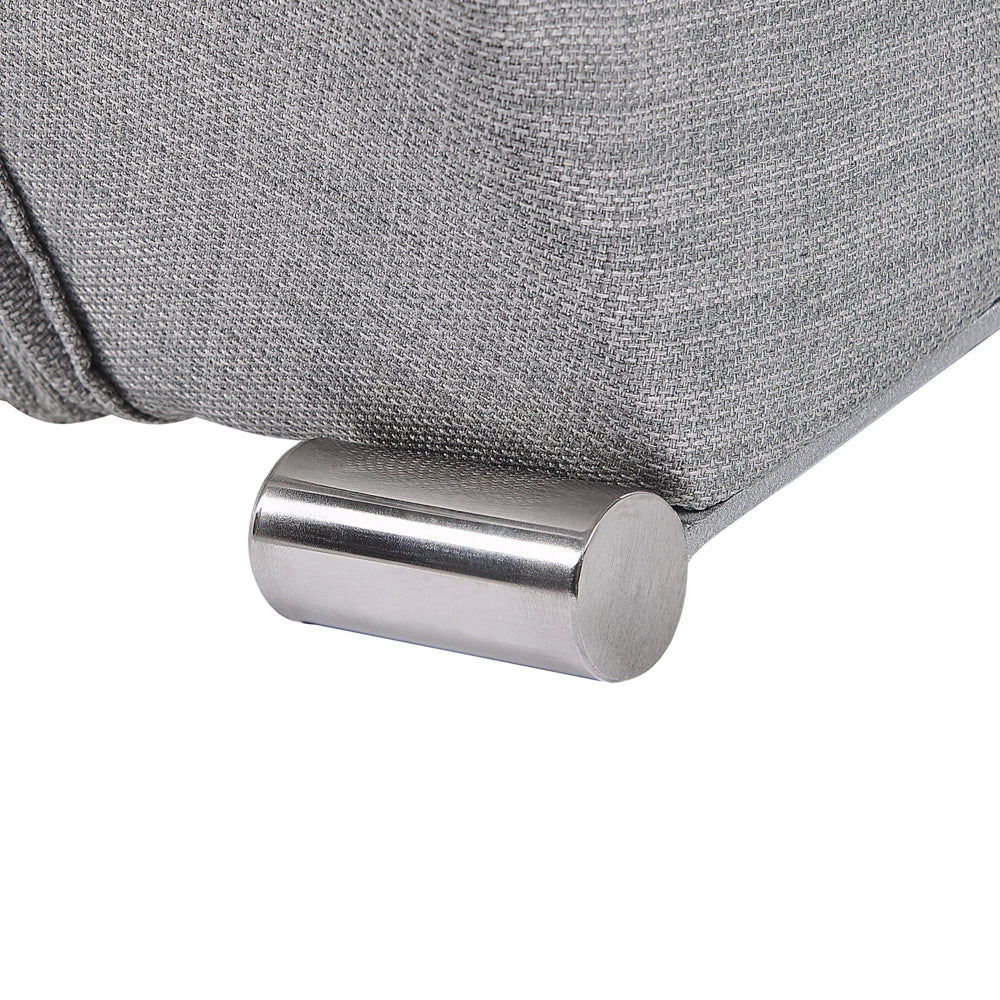 Letto ad acqua grigio tessuto 160 x 200 cm telaio ad arco testiera trapuntata
