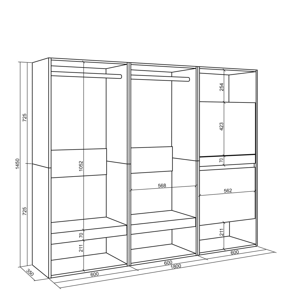 Armadio Aperto, 180x35x145cm, Camera da letto, Scarpiera, grigio cemento RF3492
