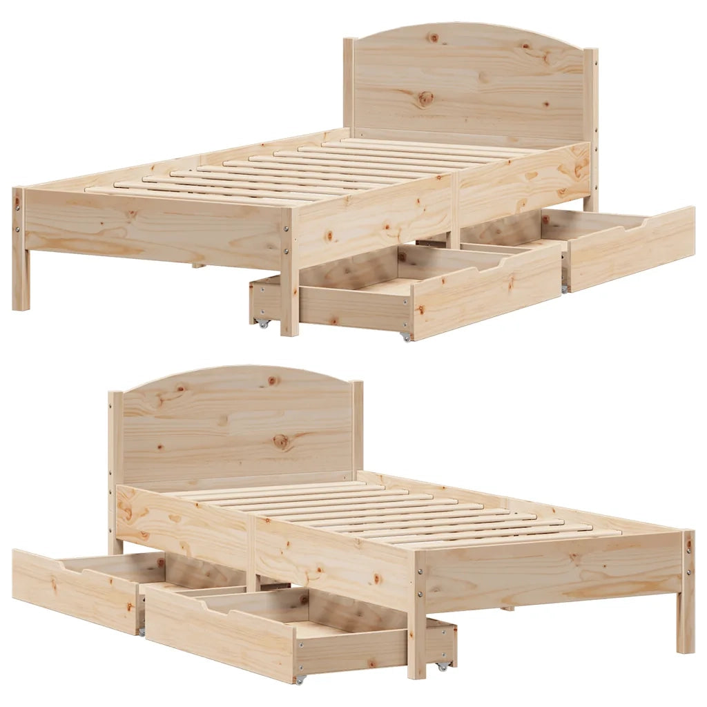 Letto singolo | Letto per adulti | Letto senza Materasso 75x190 cm in Legno Massello Pino
