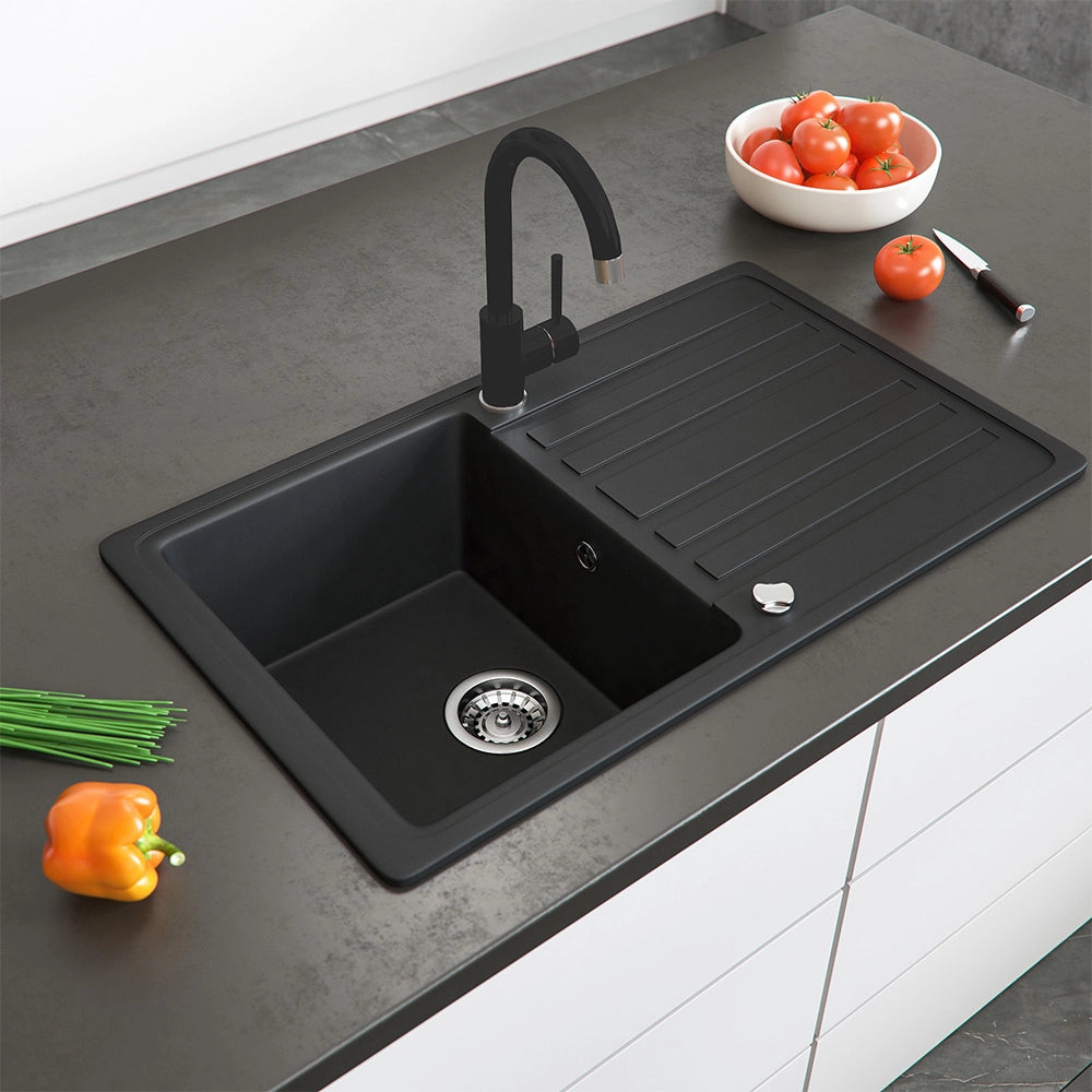 Bergström Lavello Nero 76.5 x 46 cm con raccordo nero