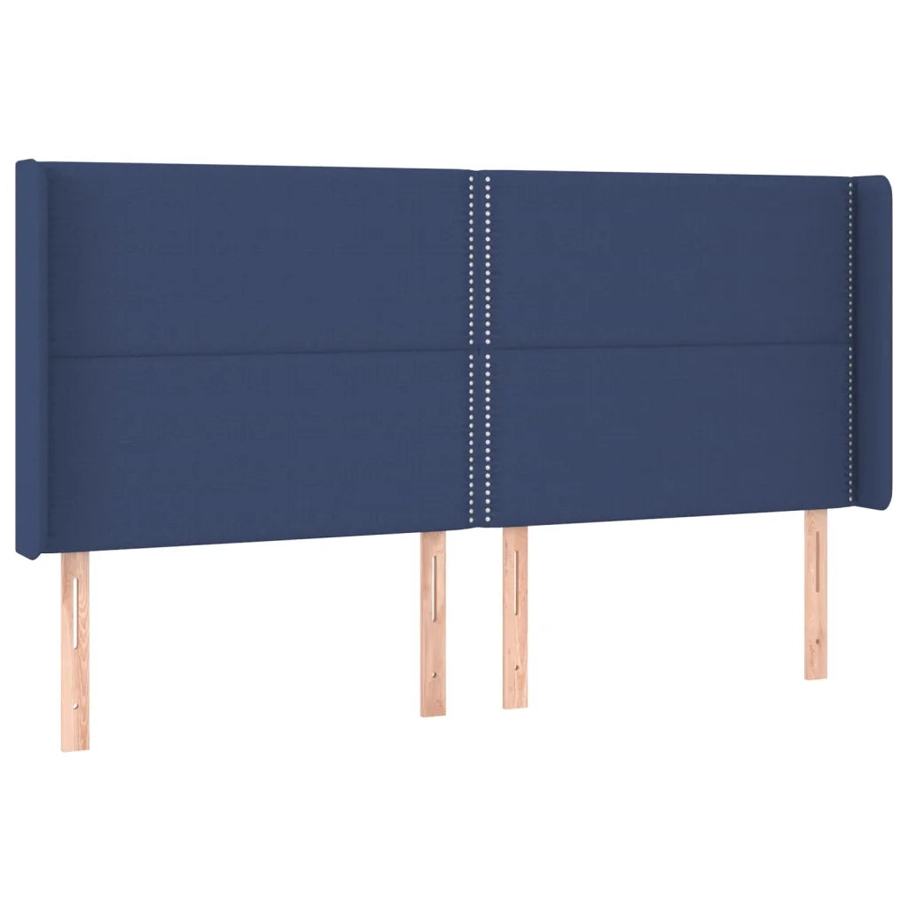 Testiera ad Orecchio-Testata con Orecchie Blu 203x16x118/128 cm in Tessuto 362036