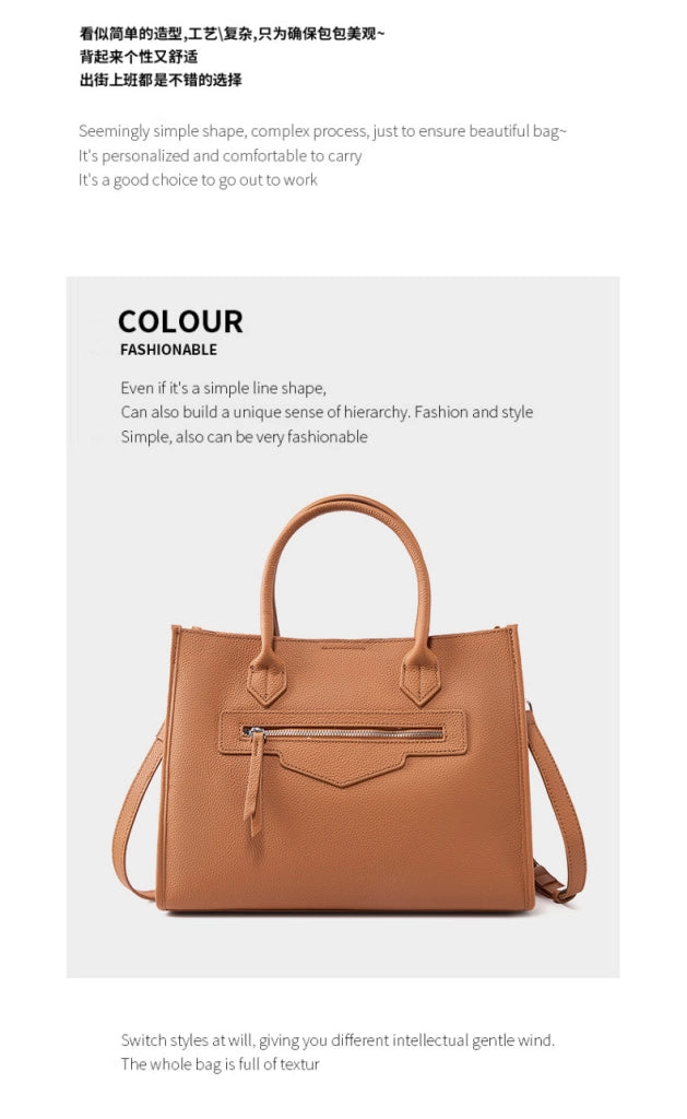 Borsa a tracolla da donna in vera pelle, colore marrone.