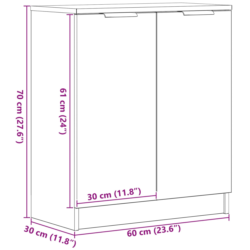 Credenza Rovere Nero 60 x 30 x 70 cm Legno multistrato 862086