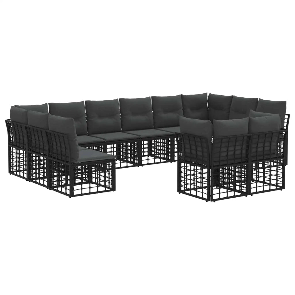 Set di divani da esterno Nero e Grigio scuro Poliestere 3437589