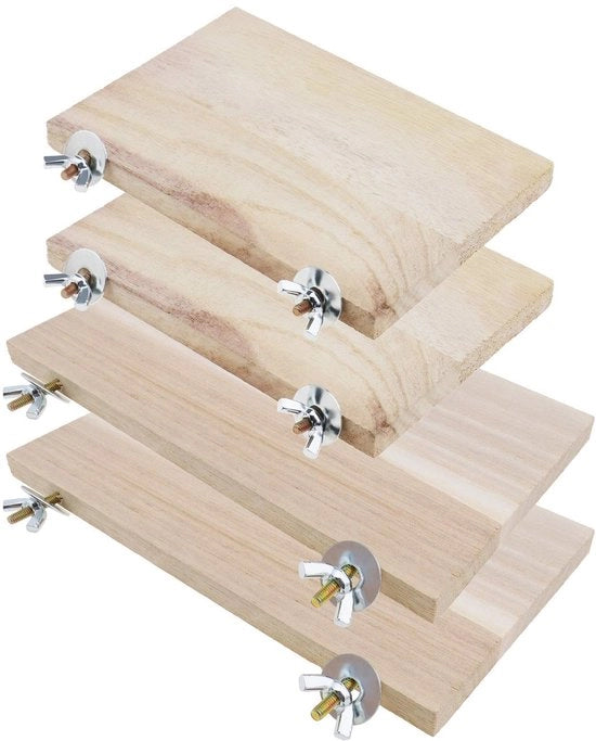 Pannelli lignei per animali da compagnia 4x - Stampa d'animale - Materiale naturale - Adatto per hamster/chinchilla - Inclusi viti/ancore - Dimensioni 15x10cm/20x10cm