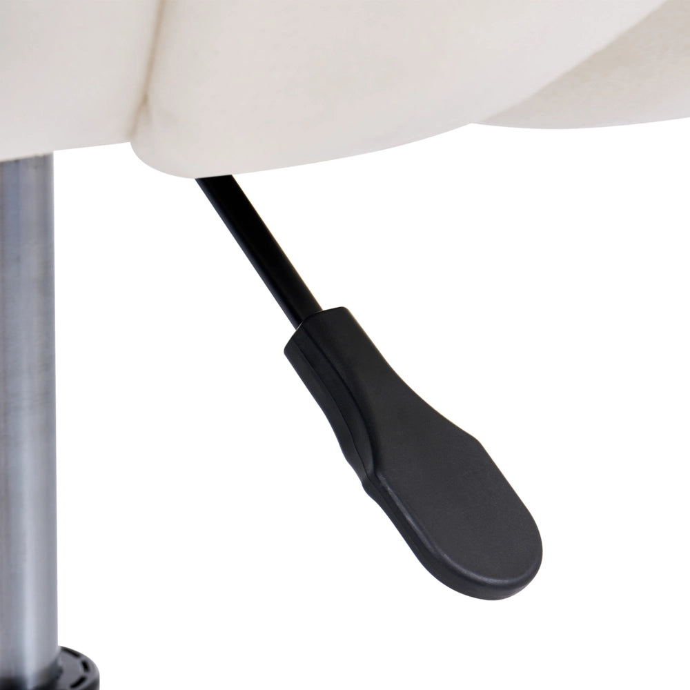 Sedia girevole da ufficio in velluto bianco sporco con base a stella altezza regolabile design moderno per l'ufficio domestico