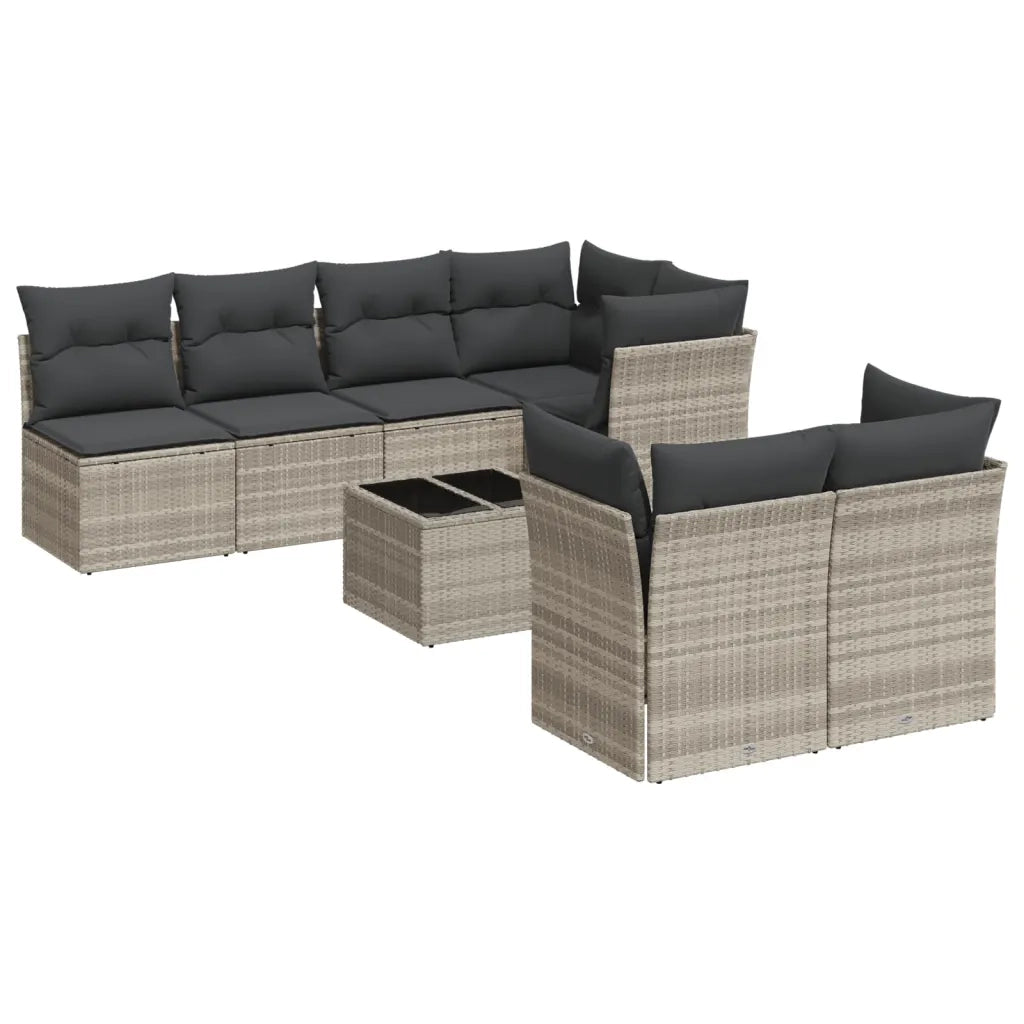 Set Divano da Giardino 8pz con Cuscini Grigio Chiaro Polyrattan 3217302