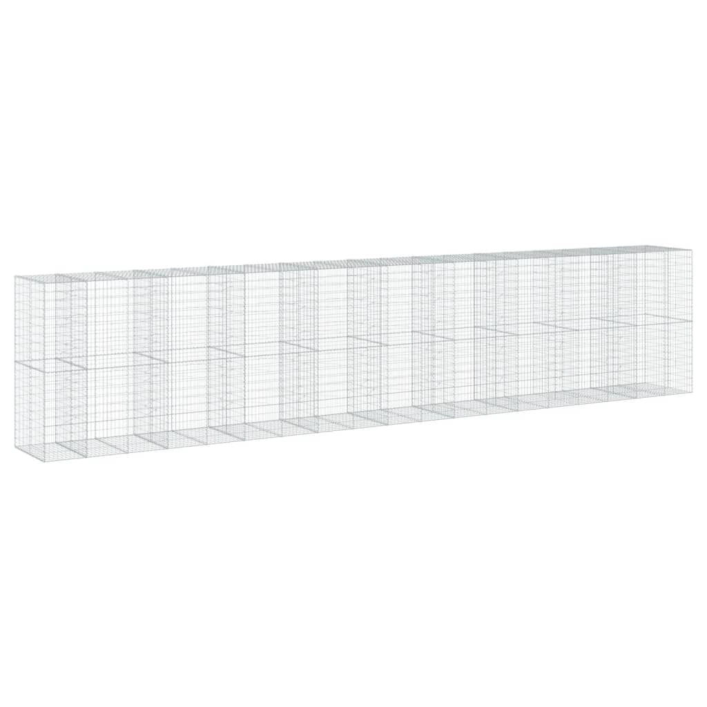 Gabbione recinto a gabbia muro di contenimento con coperchio 950 x 100 x 200 cm ferro zincato argento 02_0040218