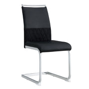 Sedia da pranzo con schienale ergonomico e piedini protettivi in similpelle e lino nero