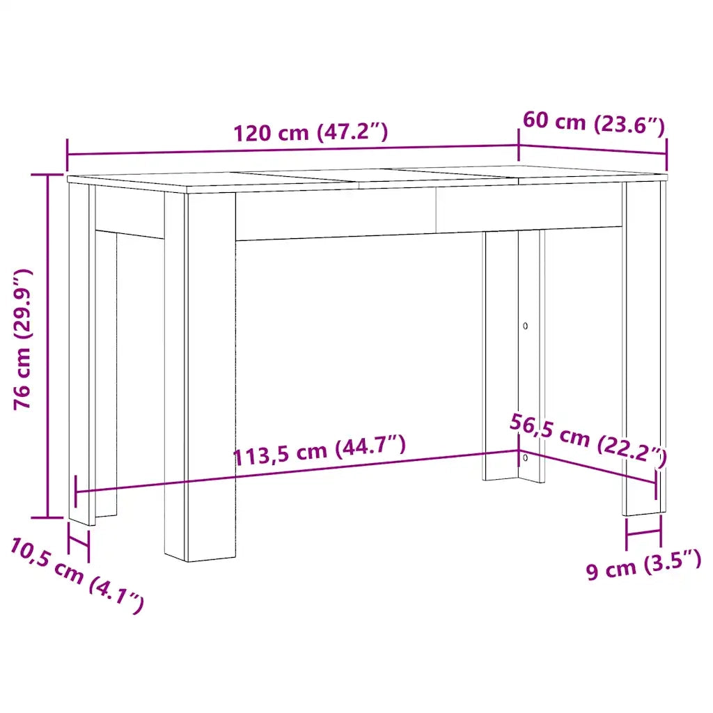 Tavolo da Pranzo Rovere Sonoma 120x60x76 cm in Truciolato cod mxl 64612