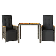 Set Bistr¨° da Giardino 3 pz | Set Salotto da Giardino con Cuscini in Polyrattan Grigio