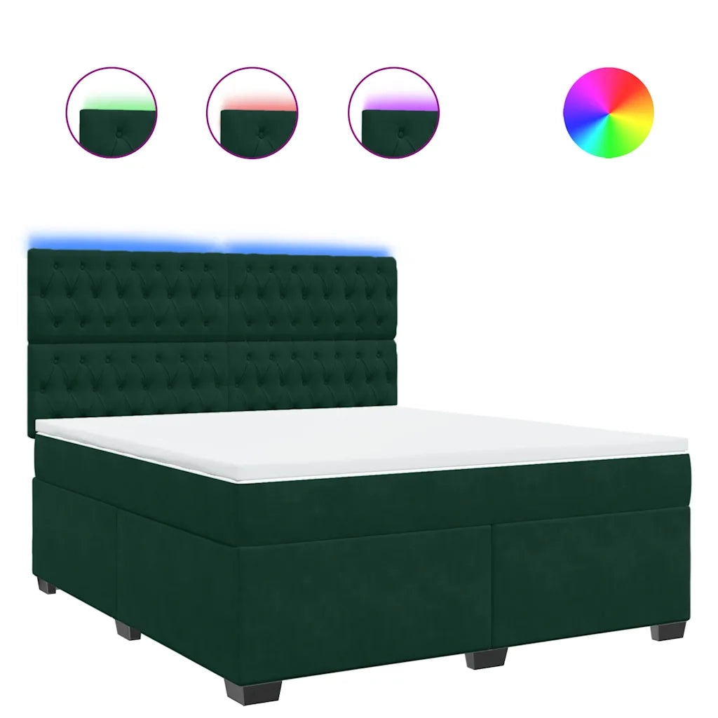 vidaXL Giroletto a Molle con Materasso Verde Scuro 180x200 cm Velluto