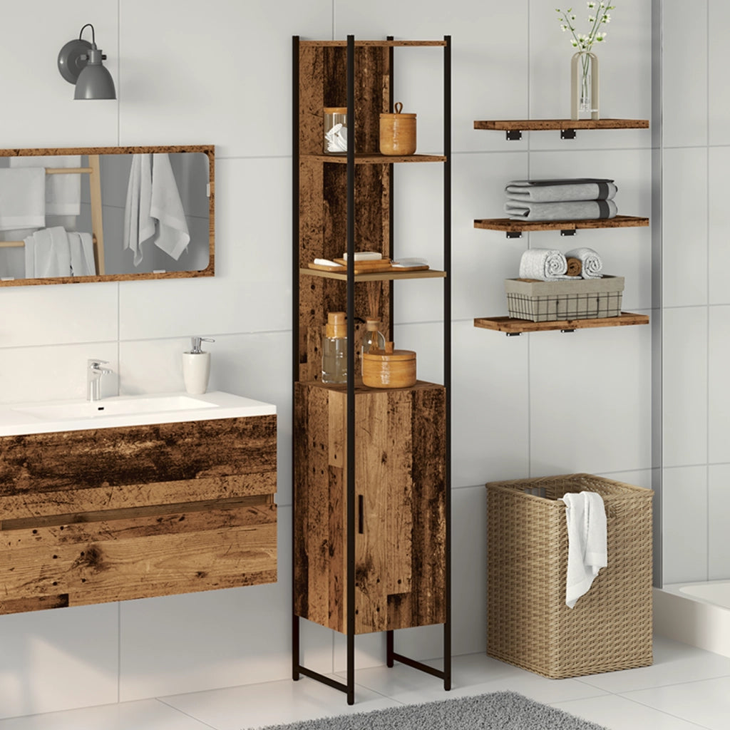 Mobile da Bagno in Legno Vecchio 33x33x185,5 cm Legno Ingenerizzato