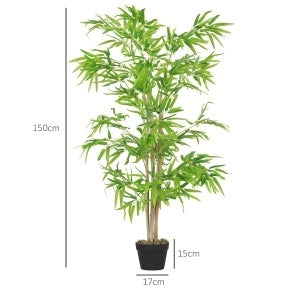 Bambù artificiale 150 cm in plastica verde con vaso, per interni ed esterni