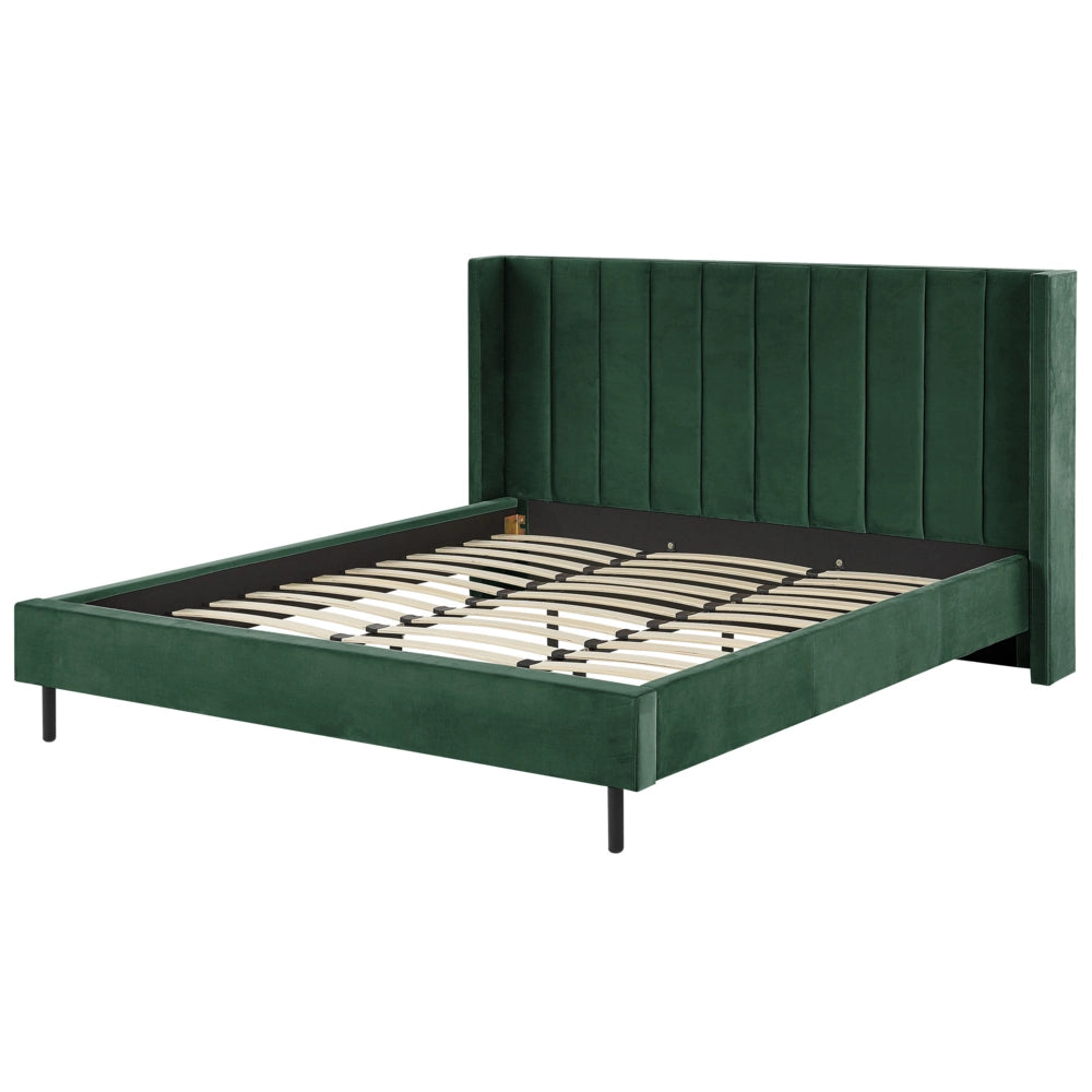 Letto matrimoniale 180 x 200 cm Rete a doghe in velluto verde scuro