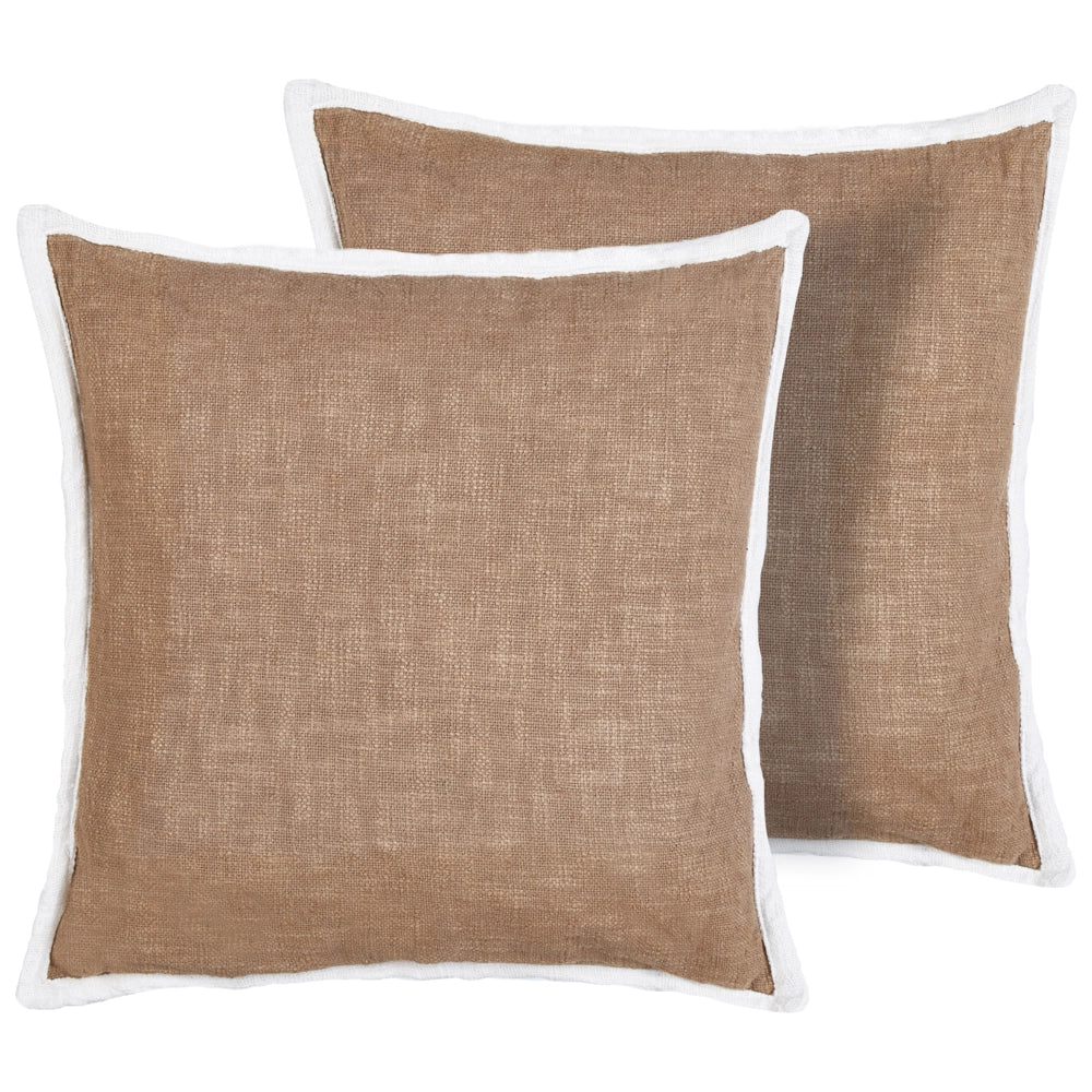 Set di 2 cuscini in cotone quadrato marrone 45 x 45 cm stile classico