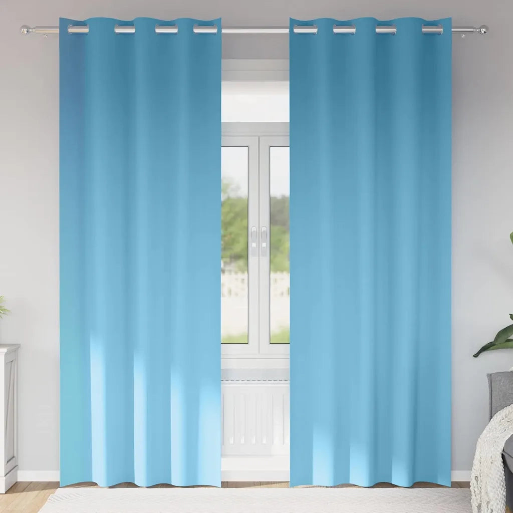 Tende Blackout con Anelli 2 pz Blu Chiaro 245 x 140 cm 4107326