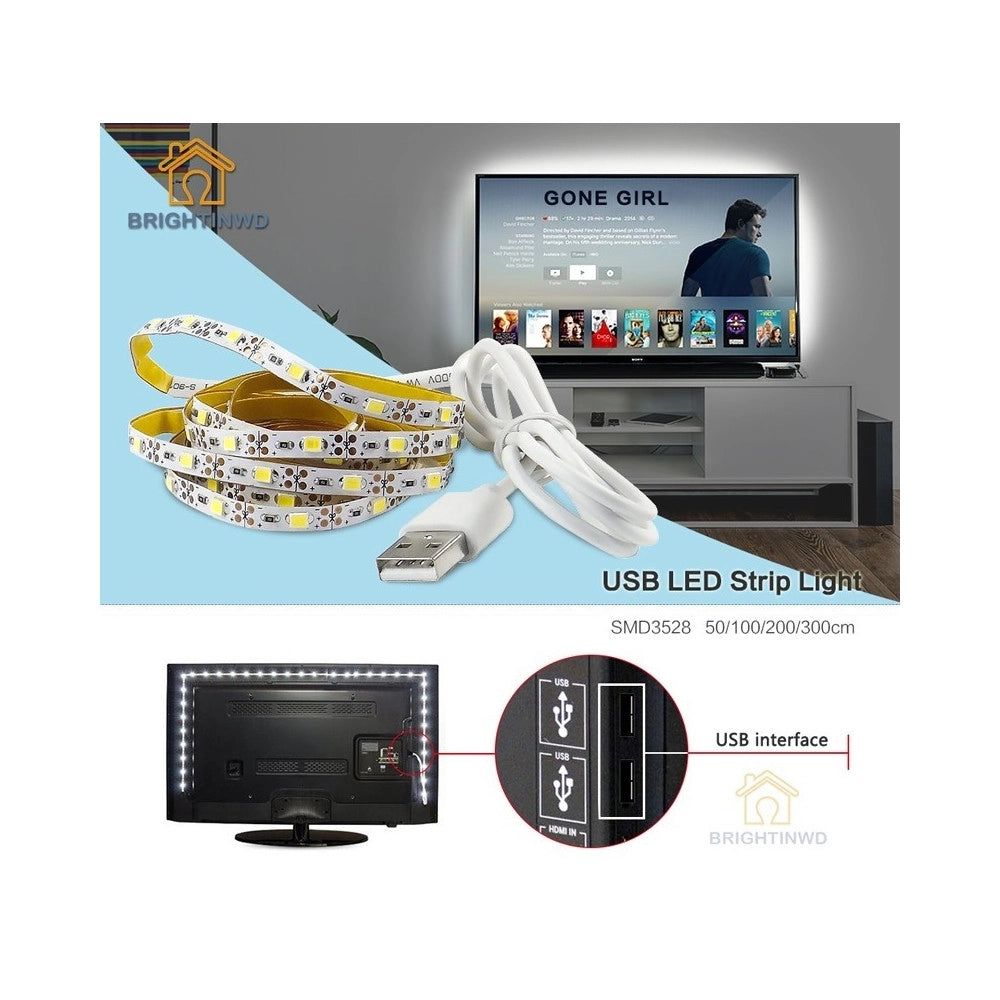 Trade Shop - Strip Led Luce Fredda Striscia 90 Cm Usb Per Retroilluminazione Televisore Tv -