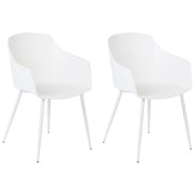 Set di 2 sedie in plastica bianca con poggia braccia design minimalista braccioli soggiorno cucina mobili