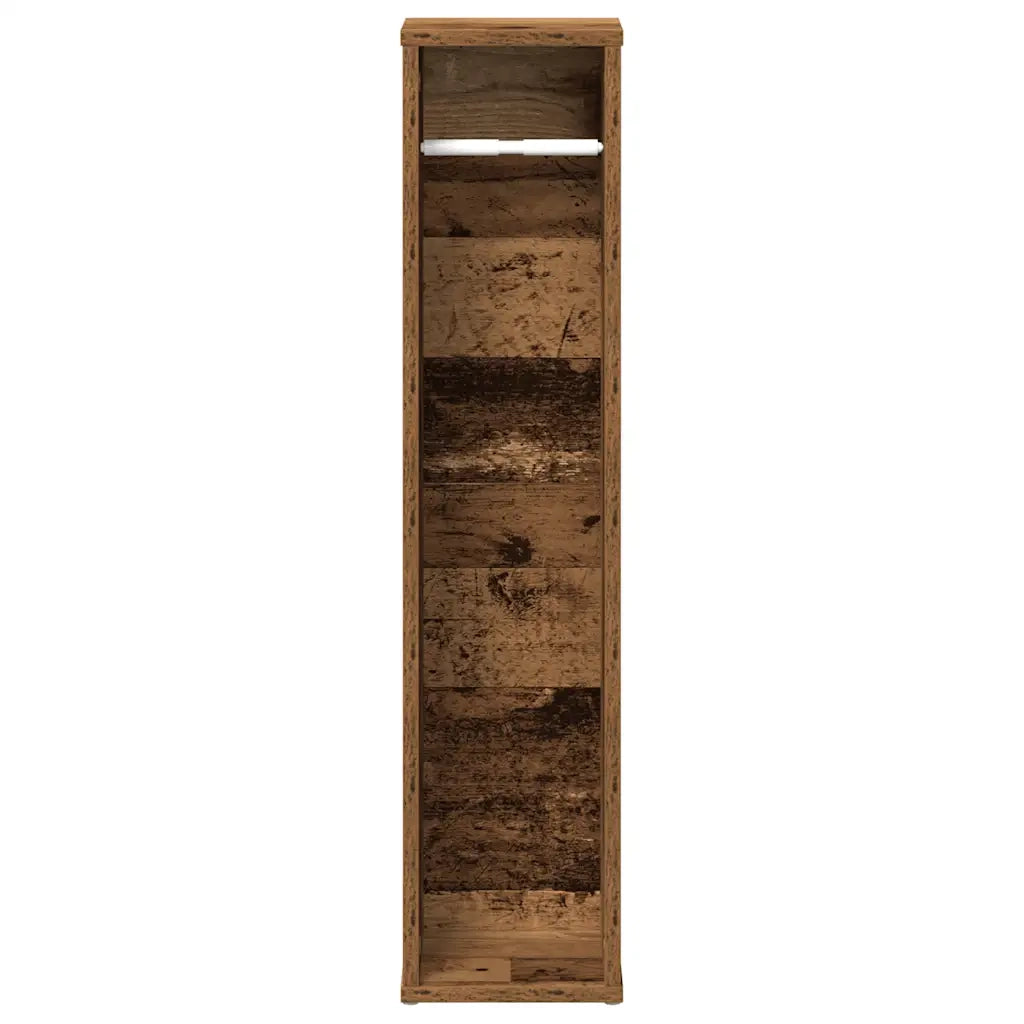 Mobiletto da bagno con portarotolo Legno Antico 20,5x20x90 cm 858513