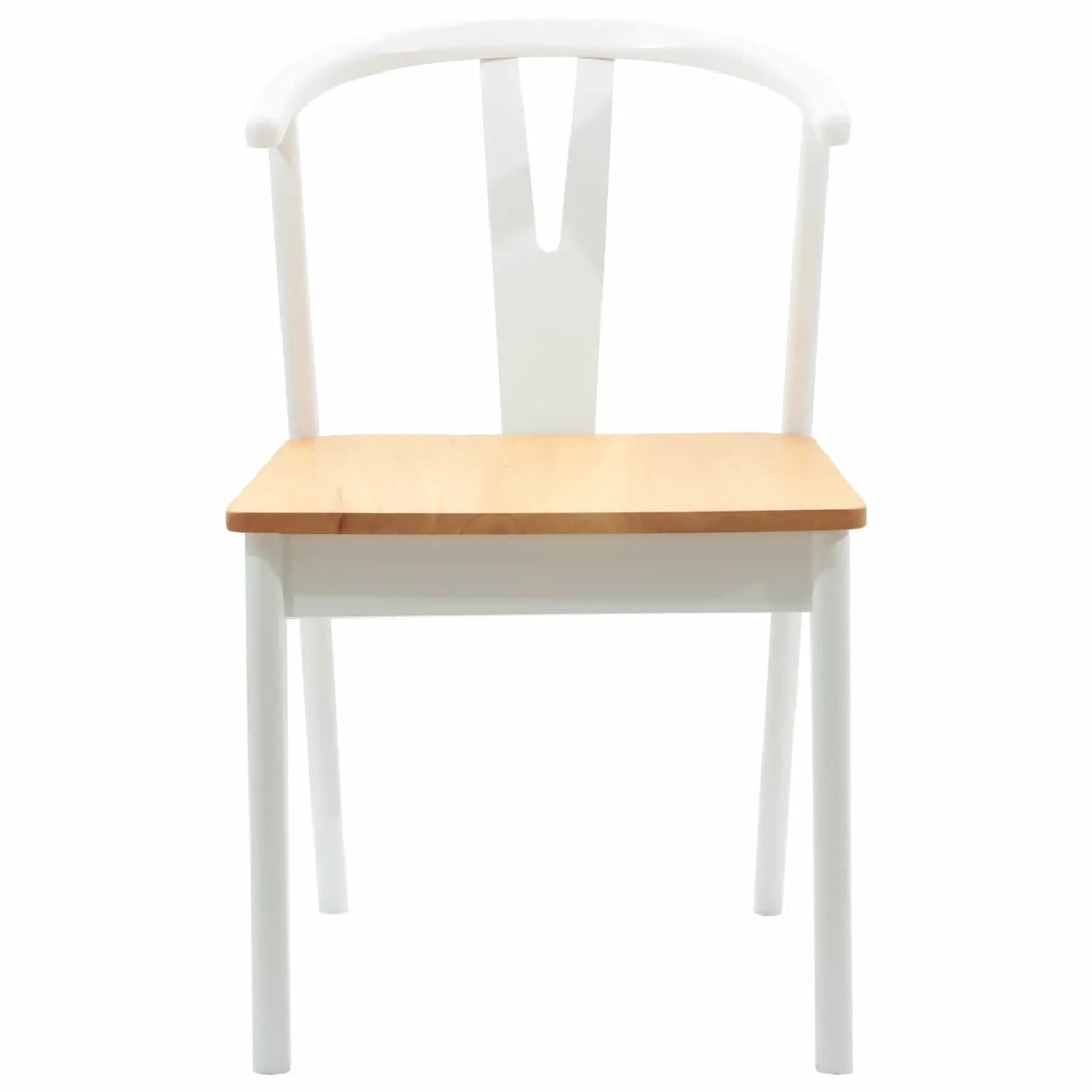 Sedia da pranzo 2 pz | Sedie da cucina Bianco e Naturale Legno di gomma solido