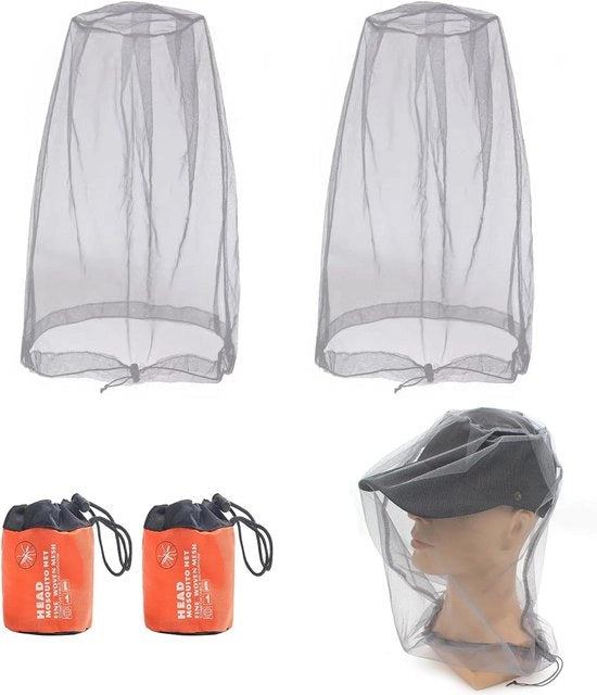 Maggis net per testa e viso - Reticolo anti-maggis, 2 pezzi con tasca - Protezione per attività all'aperto