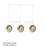 SOSPENSIONE OTTONE SAT. 3 LUCI RETTANGOLARE VETRI ORO 1184OS-S3 R-OR