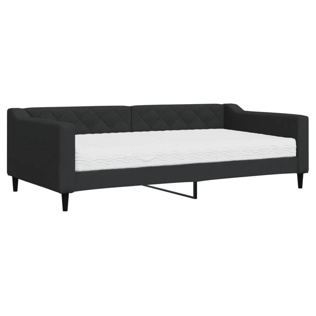 Divano Letto con Materasso-Sofa Letto-Daybed Nero 100x200 cm in Tessuto 401256