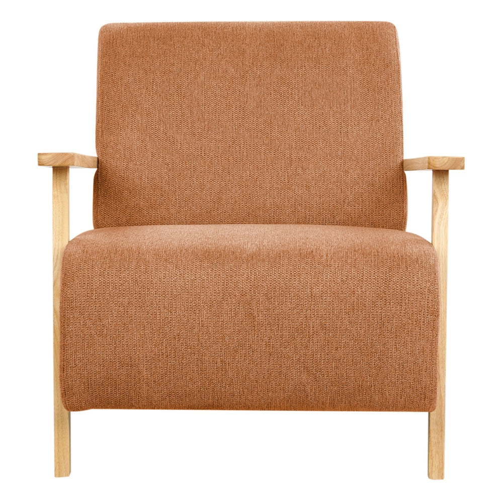 Poltrona Arancione Tessuto Gambe in legno con braccioli Soggiorno moderno minimalista