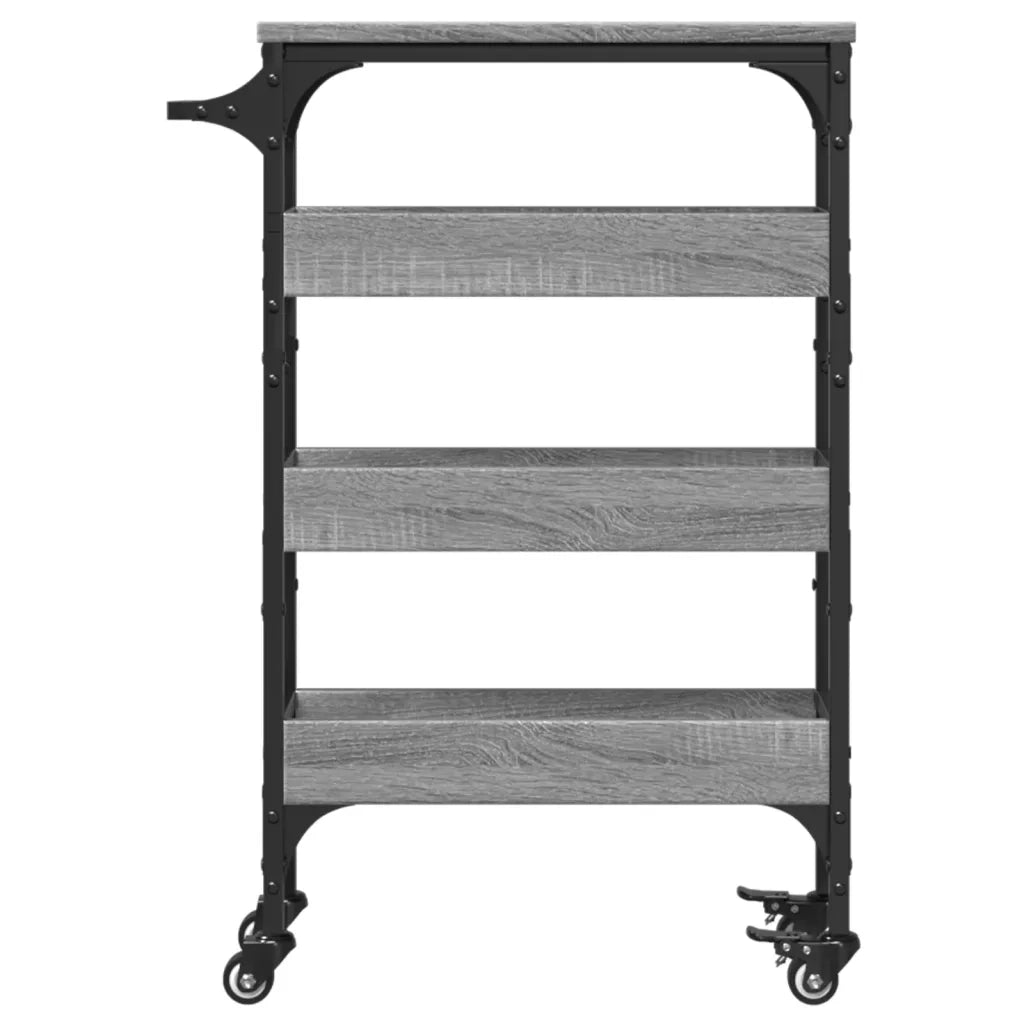Carrello da Cucina-Scaffale per Cucina Grigio Sonoma 53x20x76 cm Legno Multistrato