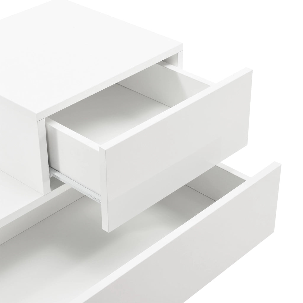 Comodino da Notte a 2 Cassetti 38 x 70 x 35 cm Cassettiera e Portaoggetti Mobile da Divano/Letto Posizione a Destra -