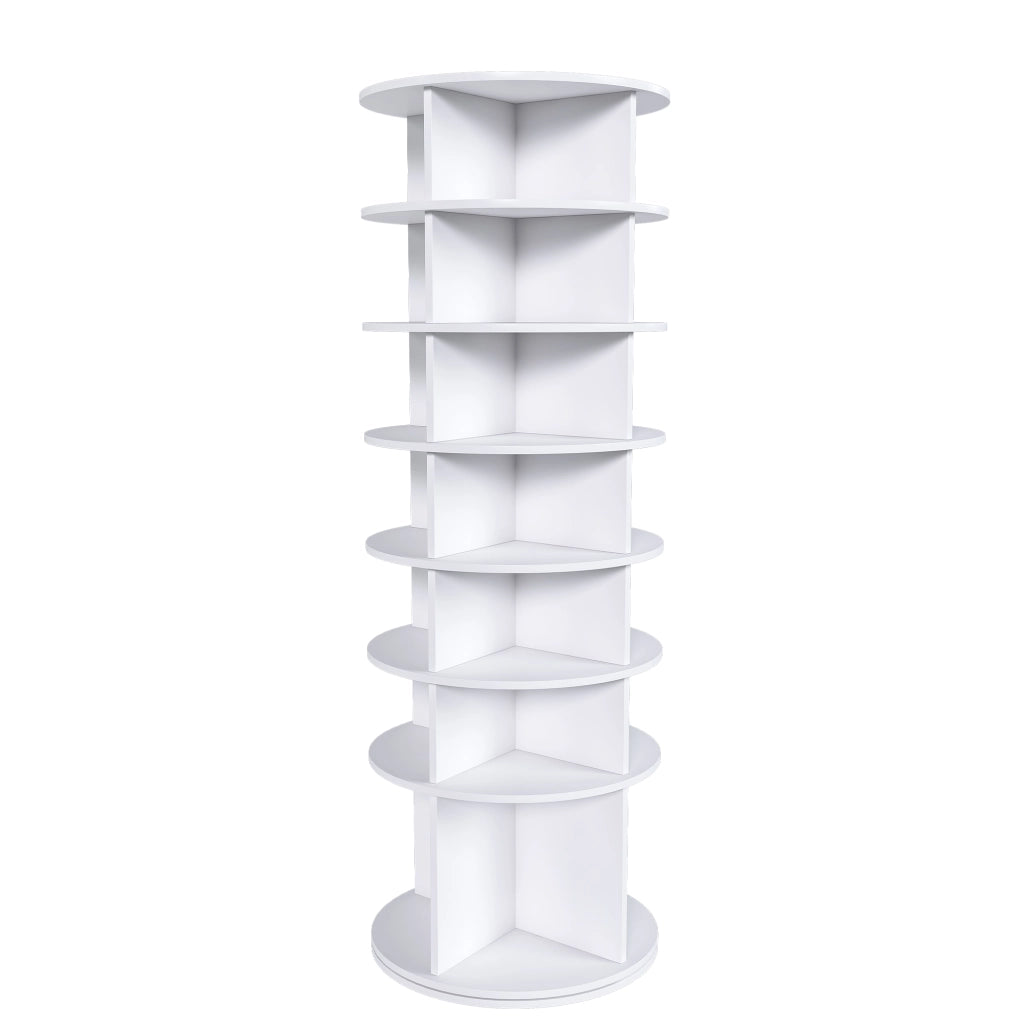 Scarpiera Girevole 360¡ã a Torre ¨C MINIMAL ¨C Bianco, 28 Paia, 7 Ripiani, 60x60x184 cm