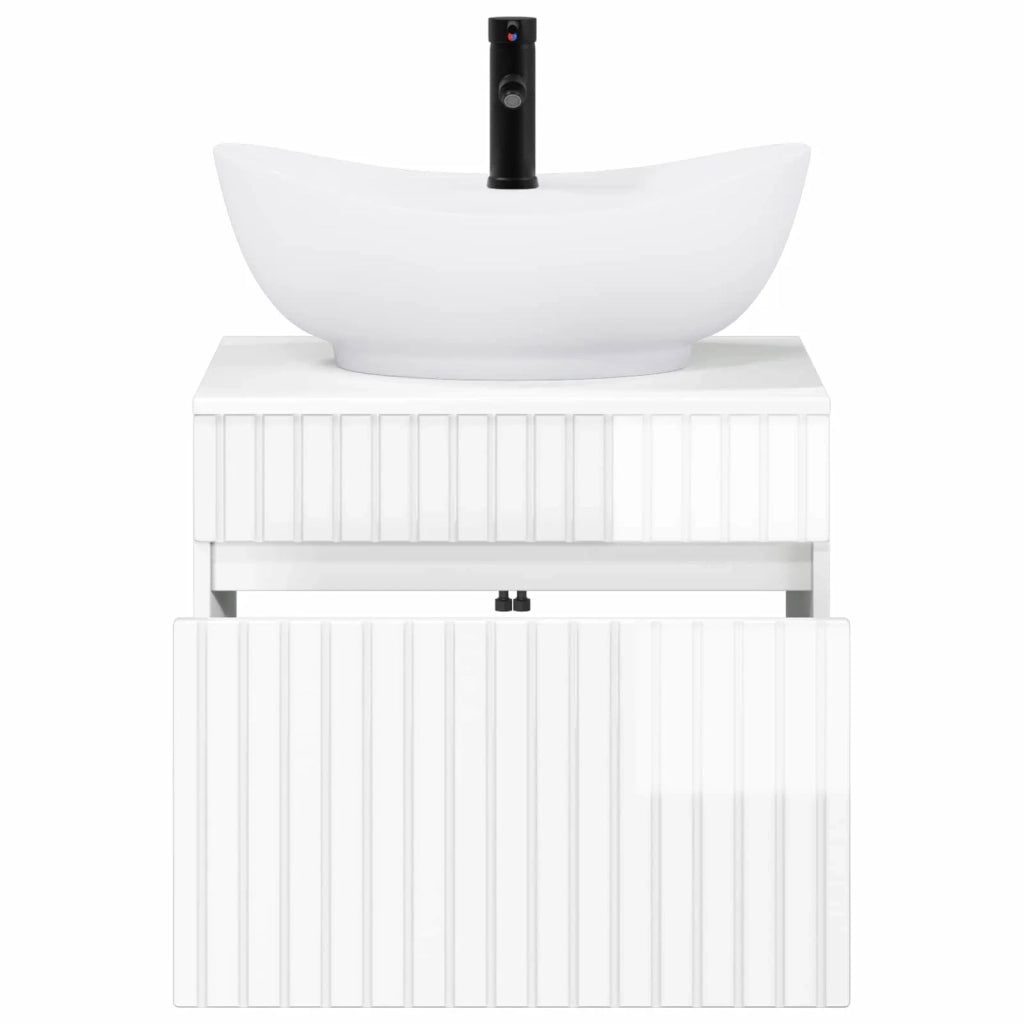 Set di mobili per il bagno Bianco Lucido Legno ingegnerizzato 3404314